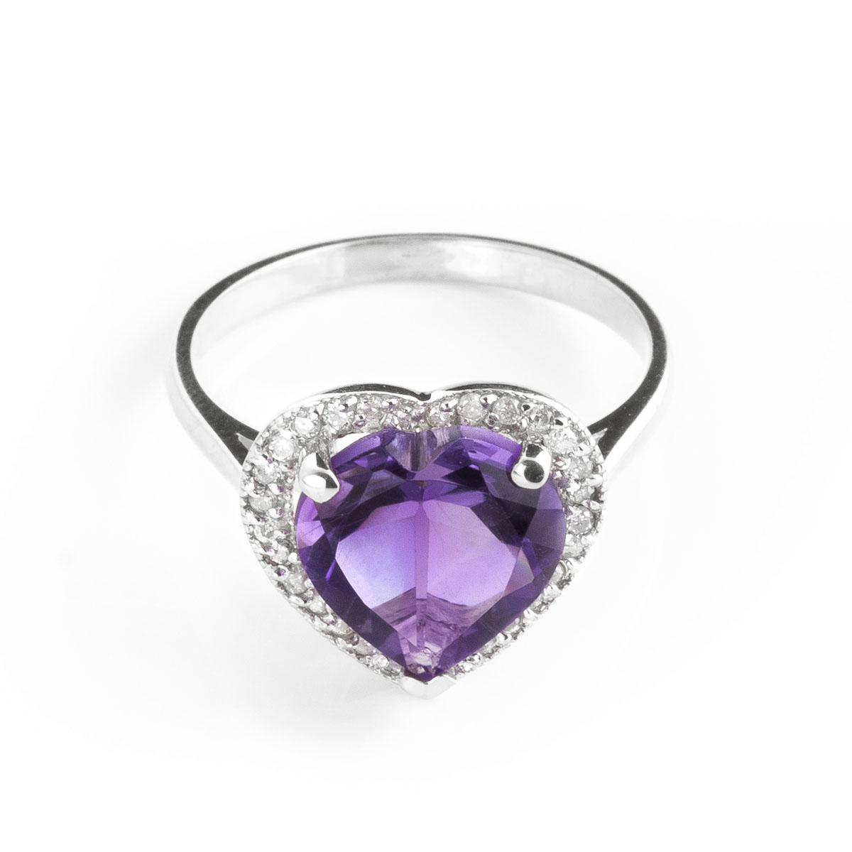 Amethyst Halo Ring 3.24 ctw in 9ct White Gold