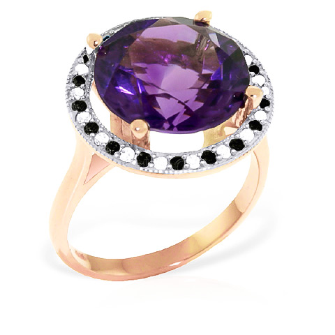 Amethyst Halo Ring 6.2 ctw in 9ct Rose Gold