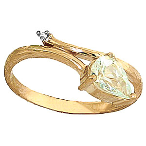 Aquamarine & Diamond Top & Tail Ring in 9ct Gold