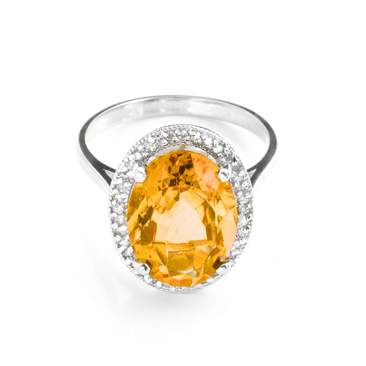 Citrine Halo Ring 5.28 ctw in 9ct White Gold