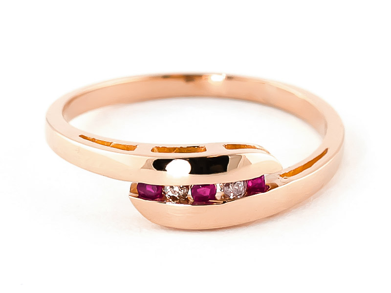 Diamond & Ruby Precision Set Channel Set Ring in 9ct Rose Gold