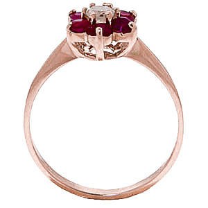 Diamond & Ruby Wildflower Cluster Ring in 9ct Rose Gold
