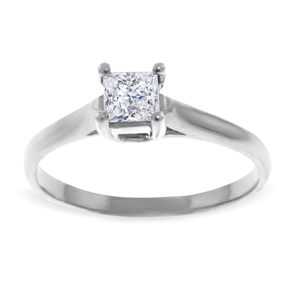 Diamond Solitaire Ring 0.5 ct in 9ct White Gold