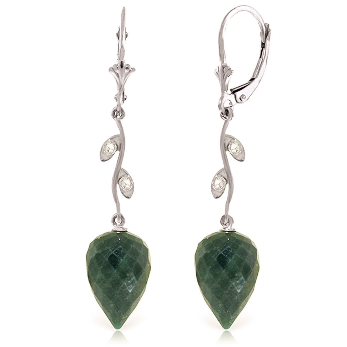 Emerald Drop Earrings 25.72 ctw in 9ct White Gold