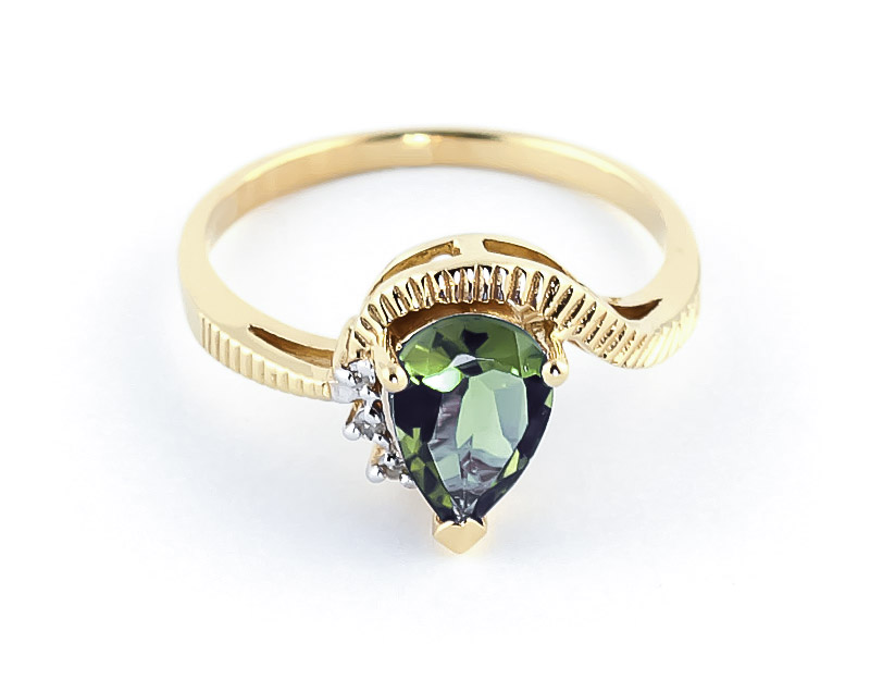 Green Amethyst & Diamond Belle Ring in 9ct Gold