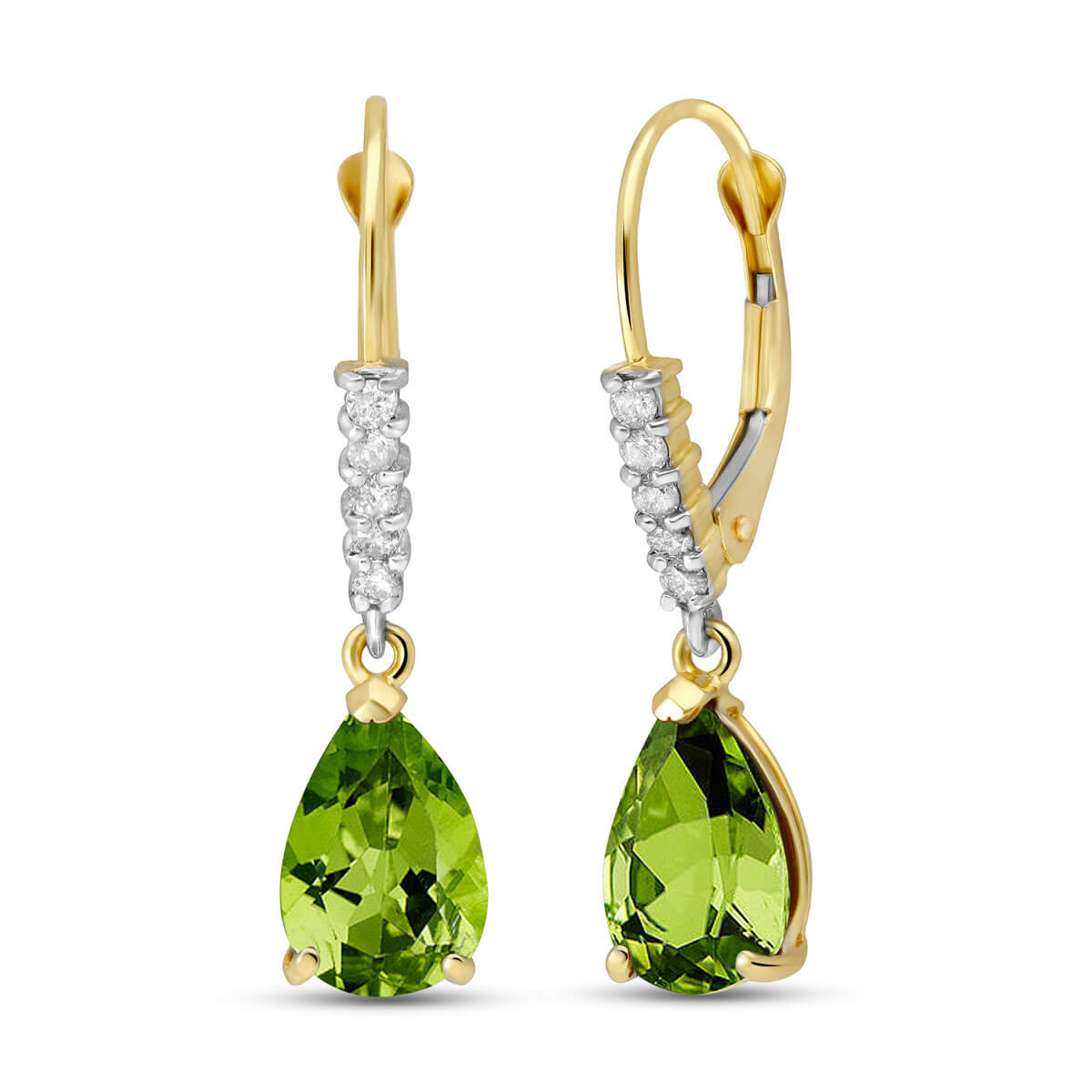 Peridot & Diamond Belle Drop Earrings in 9ct Gold