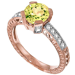 Peridot & Diamond Renaissance Ring in 9ct Rose Gold