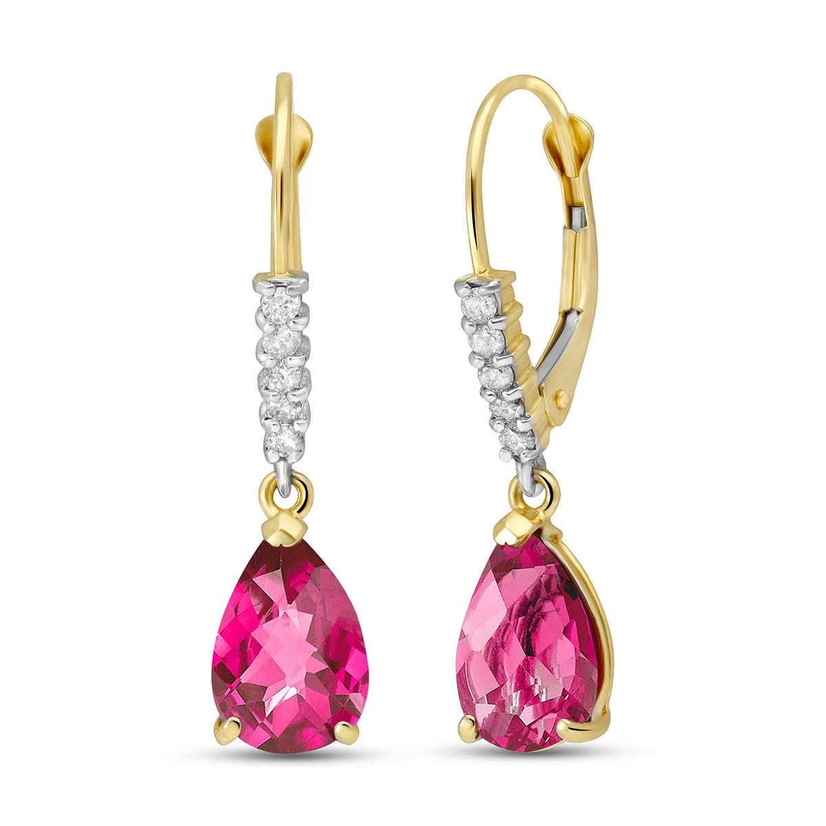 Pink Topaz & Diamond Belle Drop Earrings in 9ct Gold