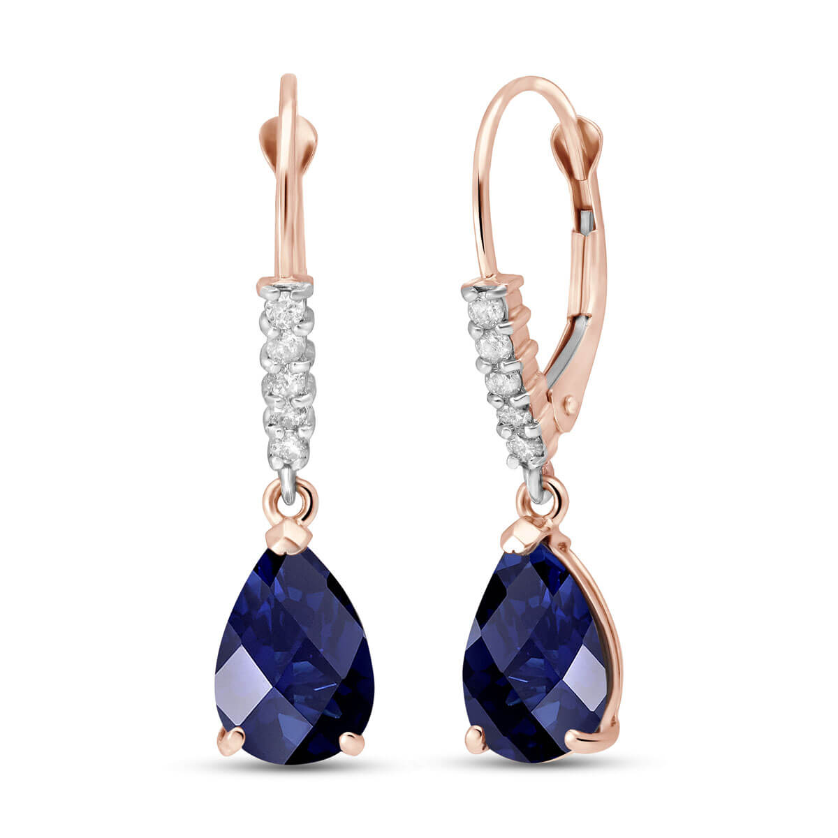 Sapphire & Diamond Belle Drop Earrings in 9ct Rose Gold