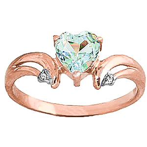 Aquamarine & Diamond Affection Heart Ring in 9ct Rose Gold