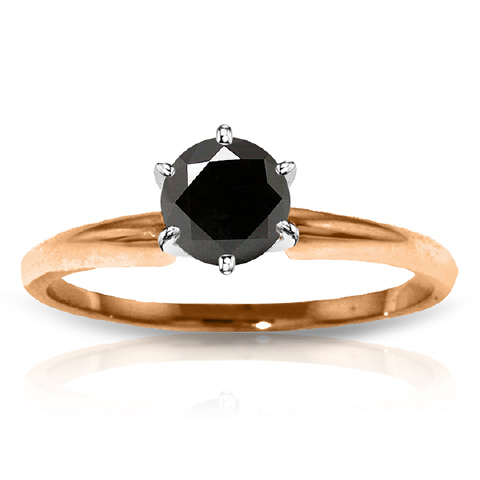Black Diamond Solitaire Ring 1 ct in 9ct Rose Gold