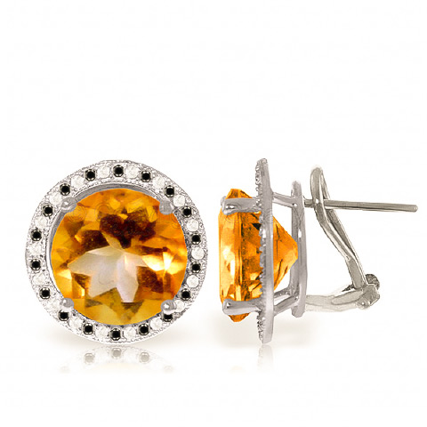 Citrine Stud French Clip Halo Earrings 12.4 ctw in 9ct White Gold