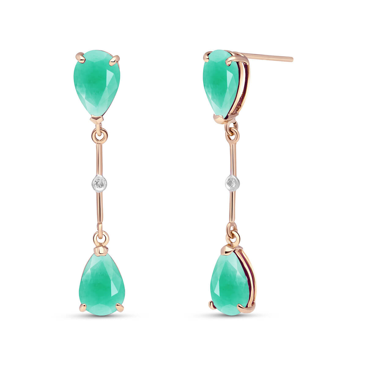 Emerald Drop Earrings 15.01 ctw in 9ct Rose Gold