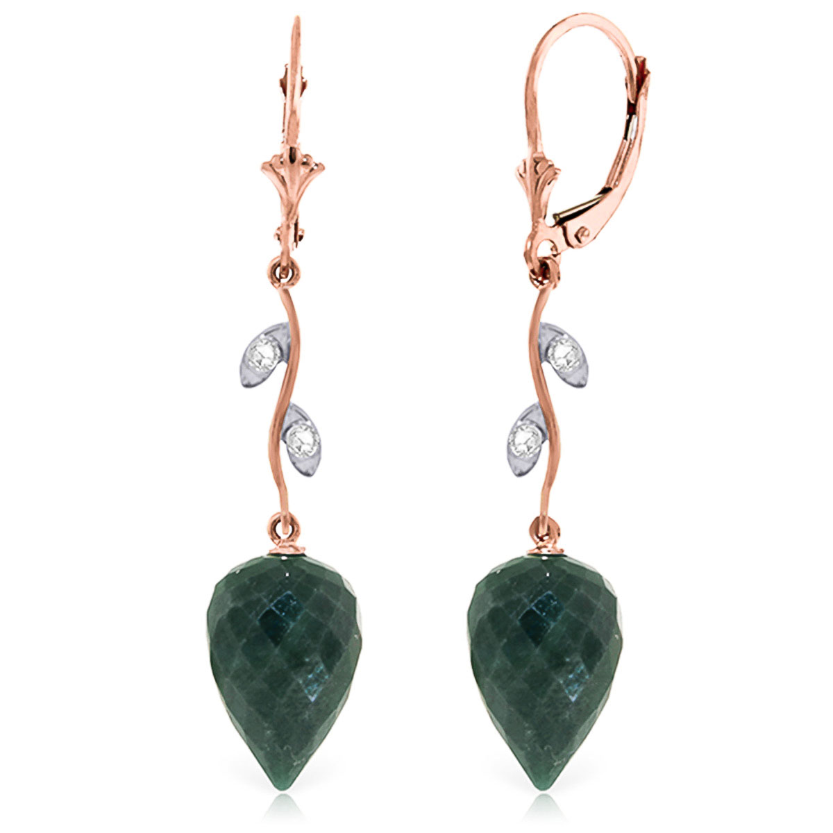 Emerald Drop Earrings 25.72 ctw in 9ct Rose Gold