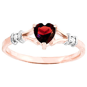 Garnet & Diamond Heart Ring in 9ct Rose Gold