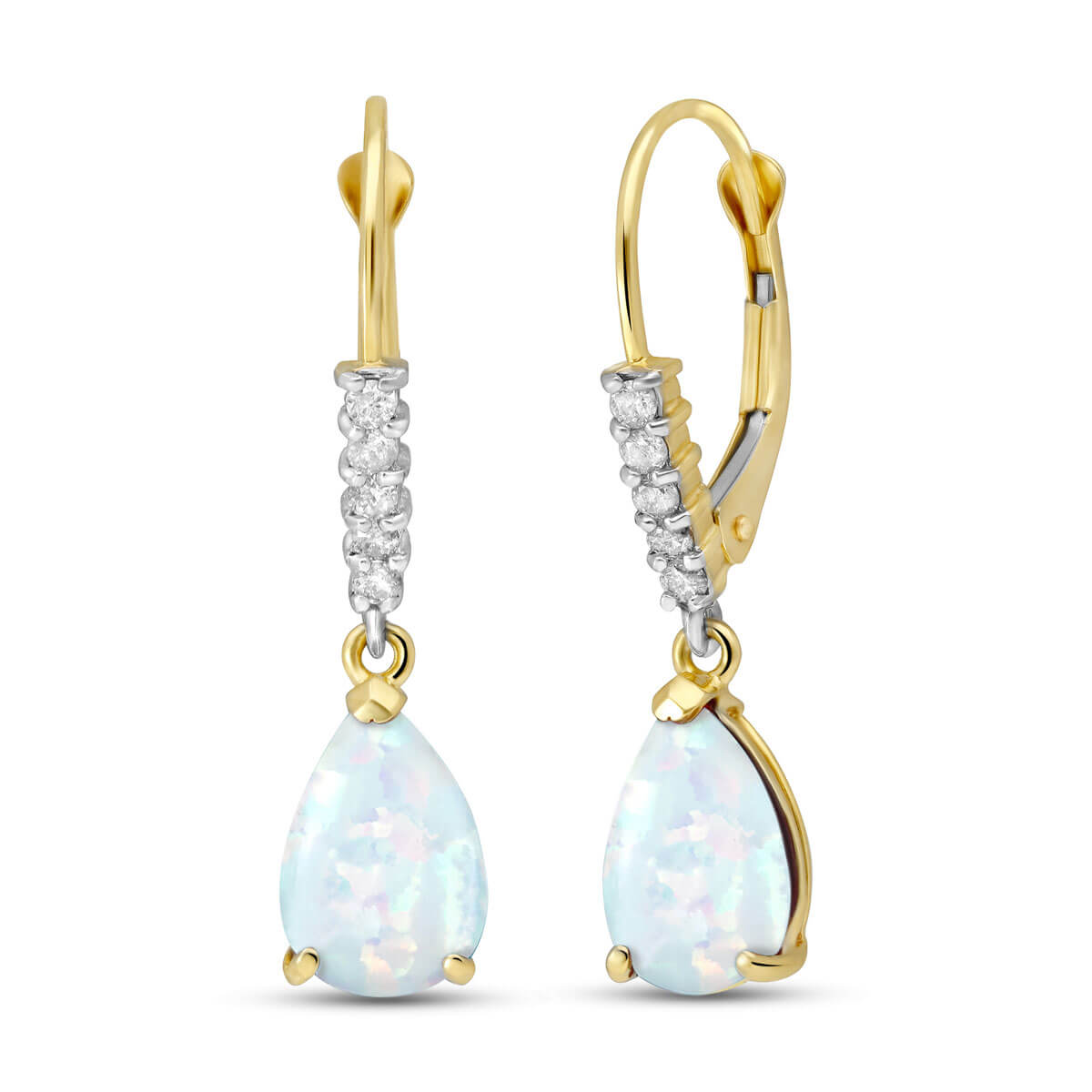 Opal & Diamond Belle Drop Earrings in 9ct Gold