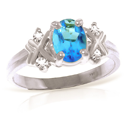 Oval Cut Blue Topaz Ring 0.97 ctw in 9ct White Gold