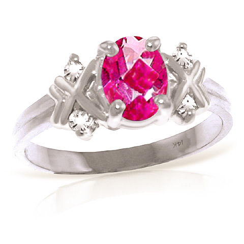 Oval Cut Pink Topaz Ring 0.97 ctw in 9ct White Gold