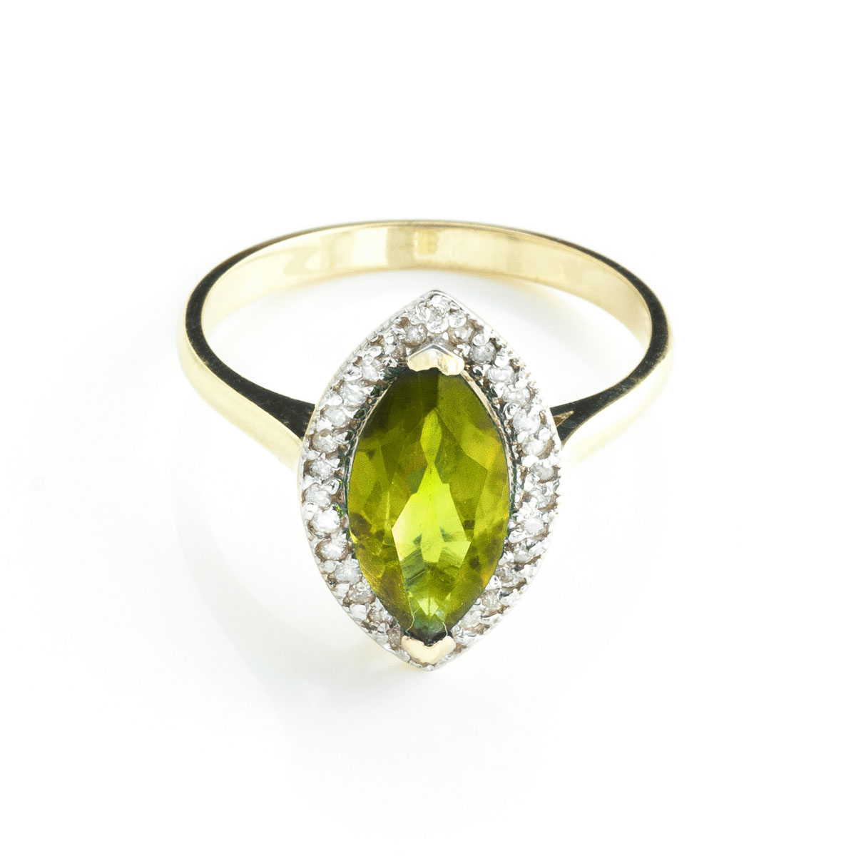 Peridot Halo Ring 2.15 ctw in 9ct Gold