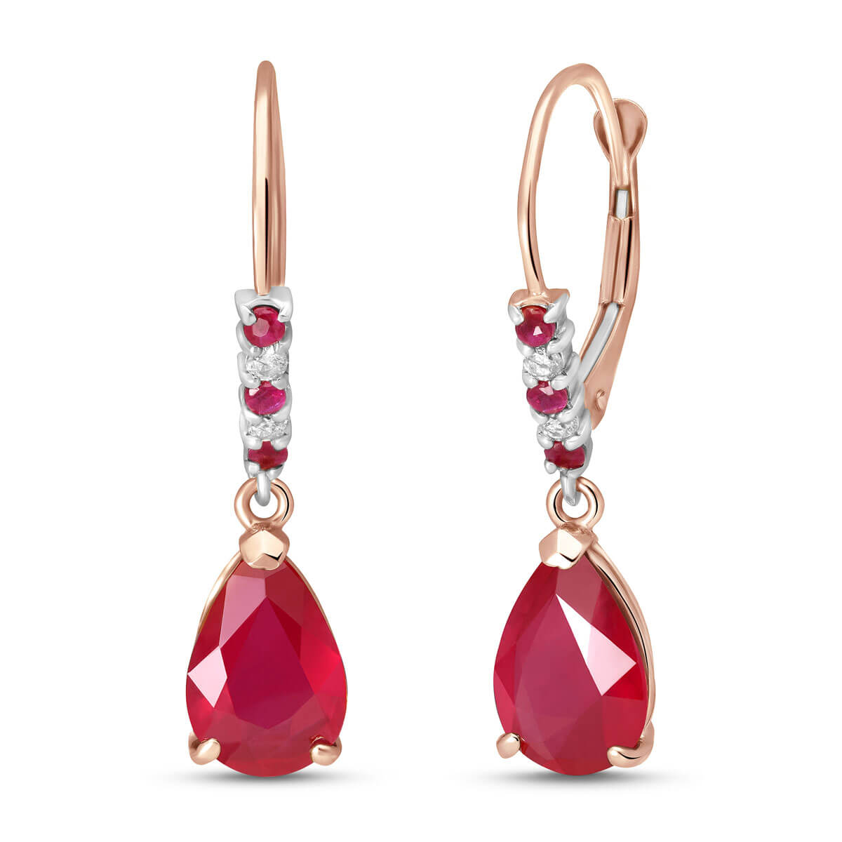 Ruby & Diamond Belle Drop Earrings in 9ct Rose Gold