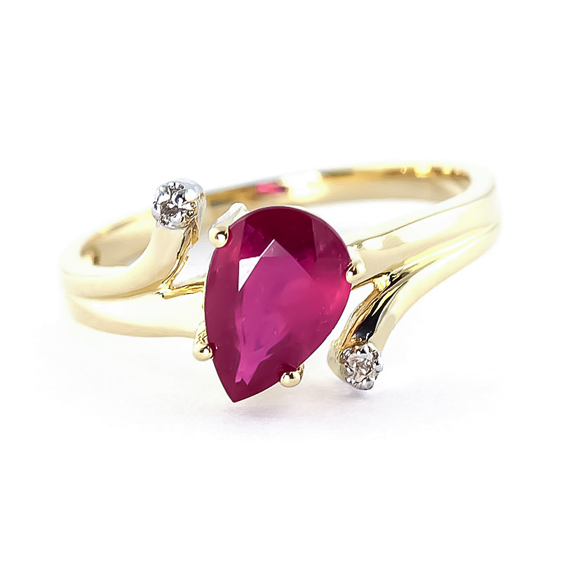 Ruby & Diamond Flank Ring in 9ct Gold