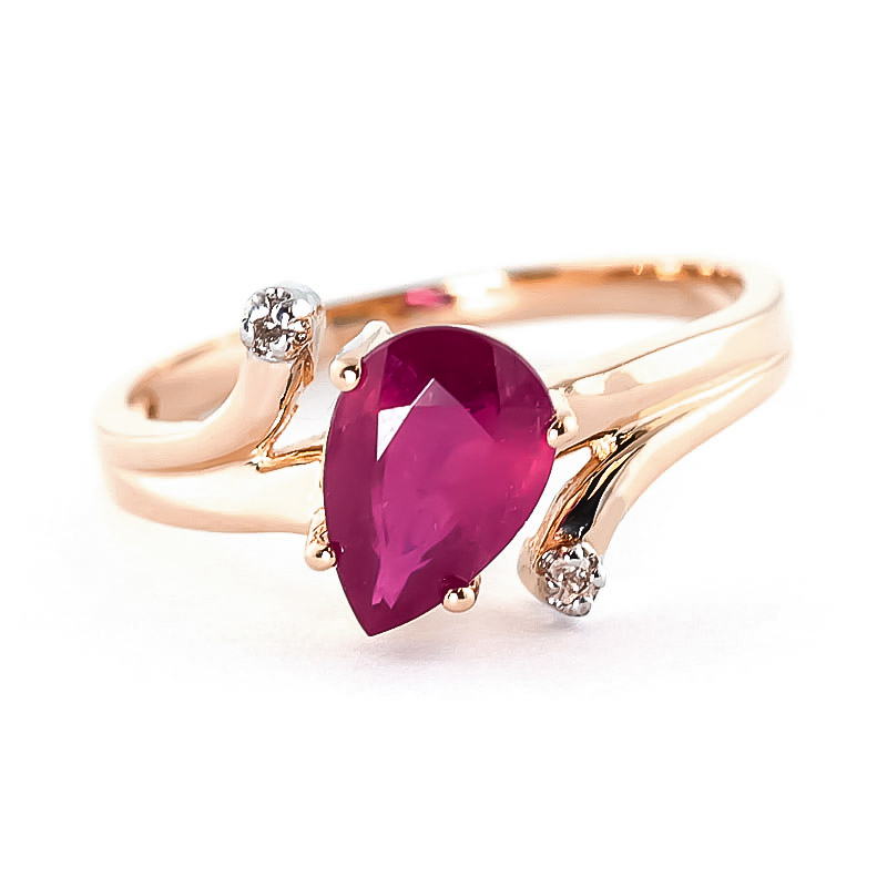 Ruby & Diamond Flank Ring in 9ct Rose Gold