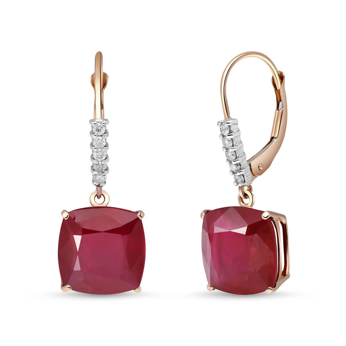 Ruby & Diamond Rococo Drop Earrings in 9ct Rose Gold