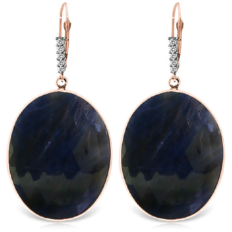 Sapphire Drop Earrings 40.15 ctw in 9ct Rose Gold