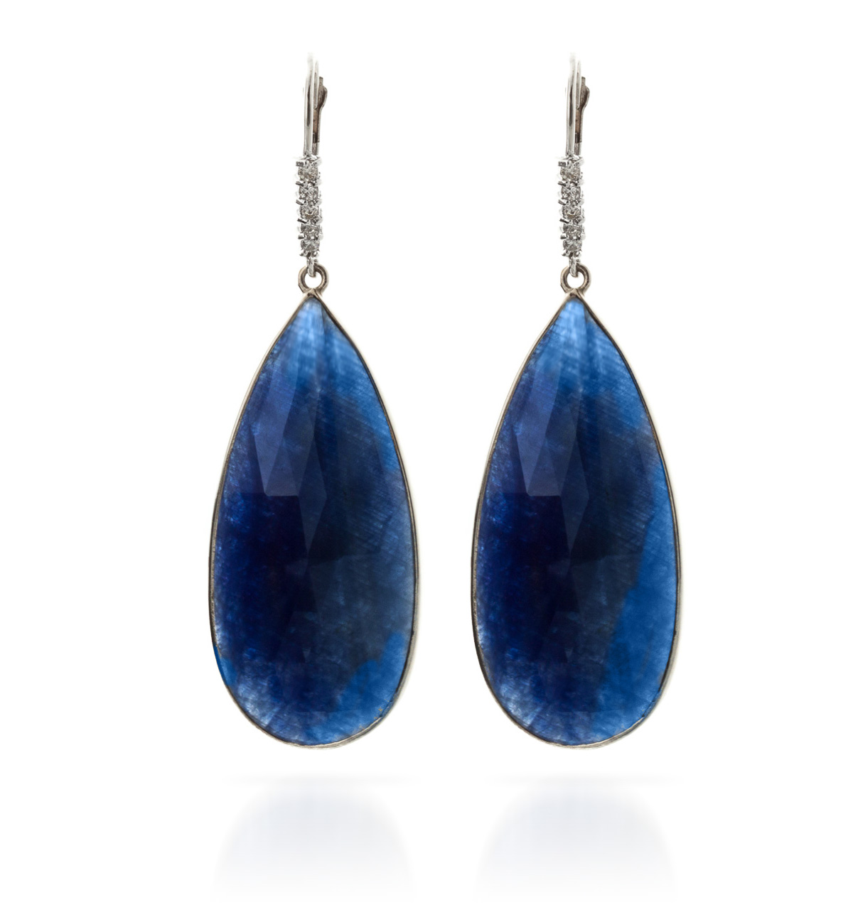 Sapphire Drop Earrings 42.15 ctw in 9ct White Gold