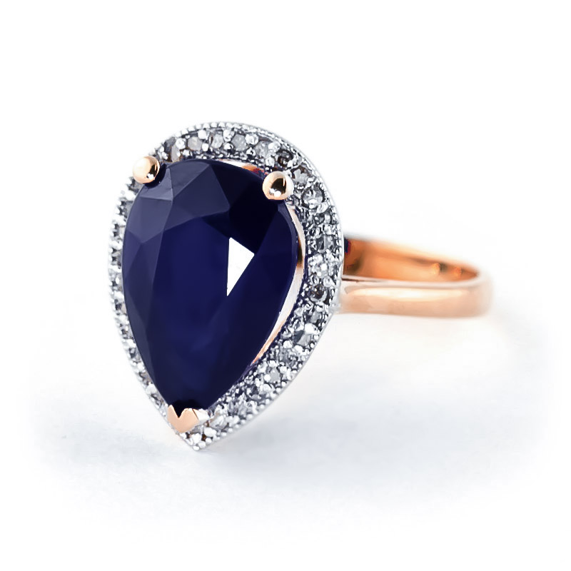 Sapphire Halo Ring 5.26 ctw in 9ct Rose Gold