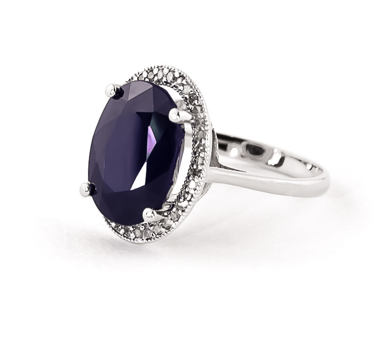 Sapphire Halo Ring 6.58 ctw in 9ct White Gold