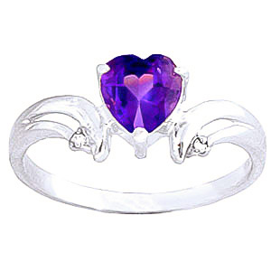 Amethyst & Diamond Affection Heart Ring in 9ct White Gold