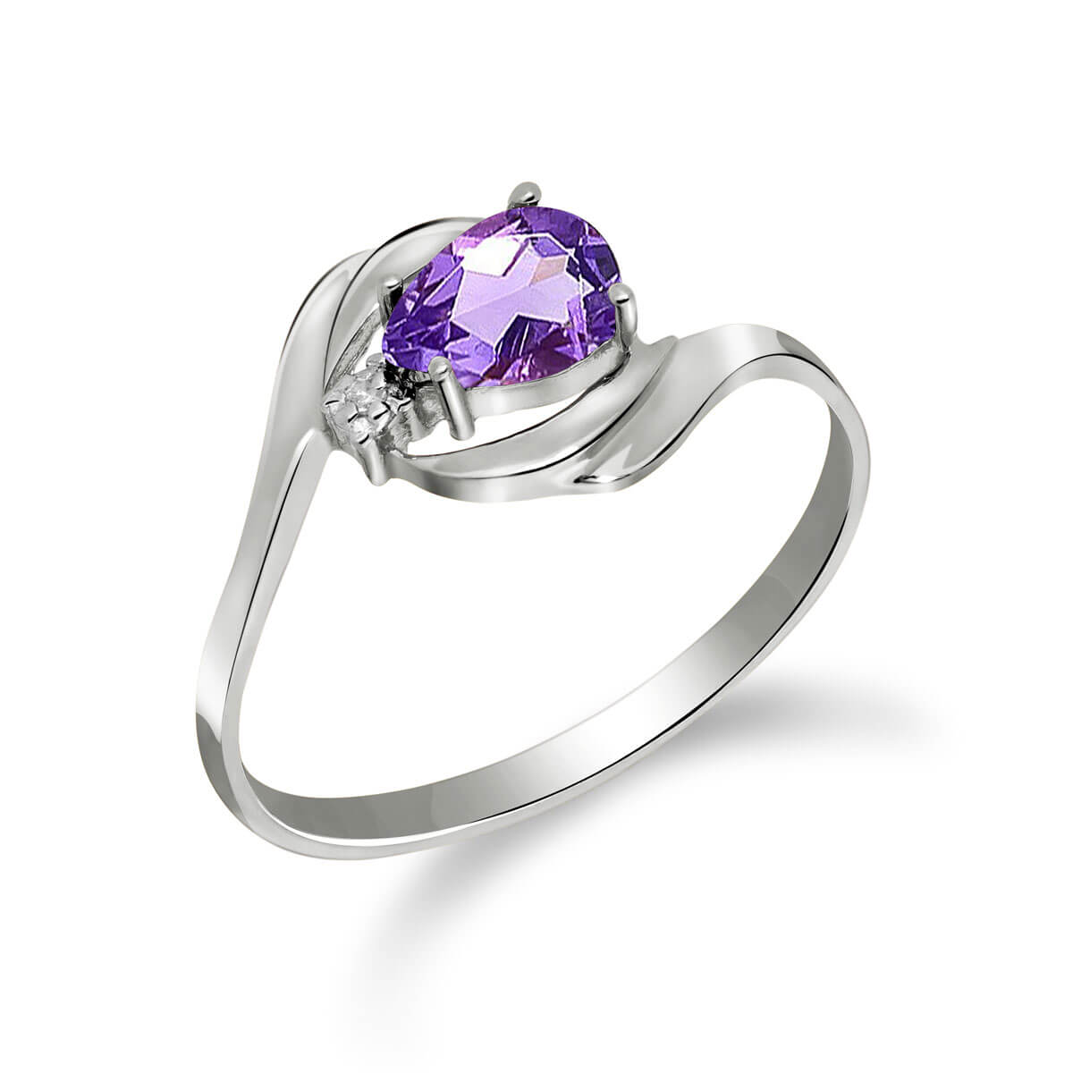 Amethyst & Diamond Flare Ring in 18ct White Gold