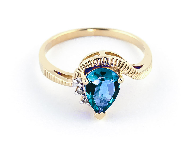 Blue Topaz & Diamond Belle Ring in 18ct Gold
