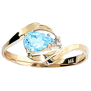 Blue Topaz & Diamond Ring in 9ct Gold