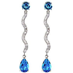 Diamond & Blue Topaz Drop Earrings in 9ct White Gold