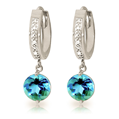 Diamond & Blue Topaz Huggie Earrings in 9ct White Gold