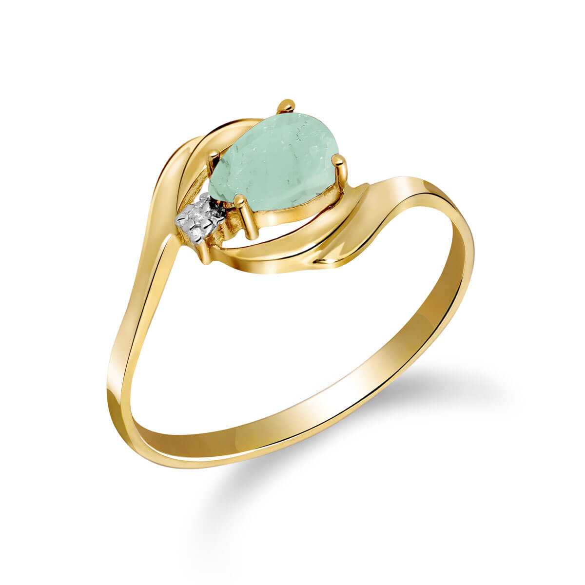 Emerald & Diamond Flare Ring in 9ct Gold
