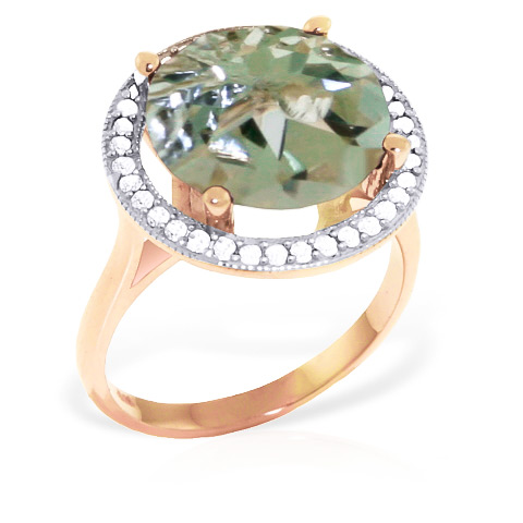 Green Amethyst Halo Ring 5.2 ctw in 9ct Rose Gold