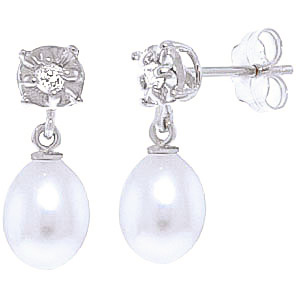 Pearl & Diamond Stud Earrings in 9ct White Gold