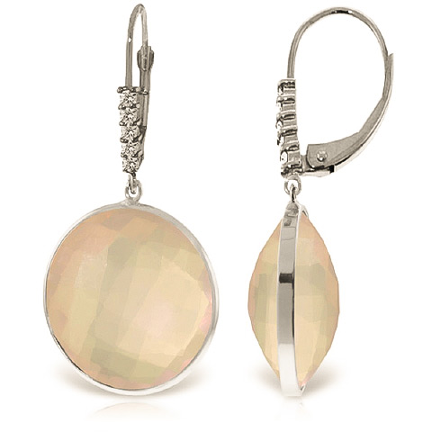 Rose Quartz Drop Earrings 34.15 ctw in 9ct White Gold