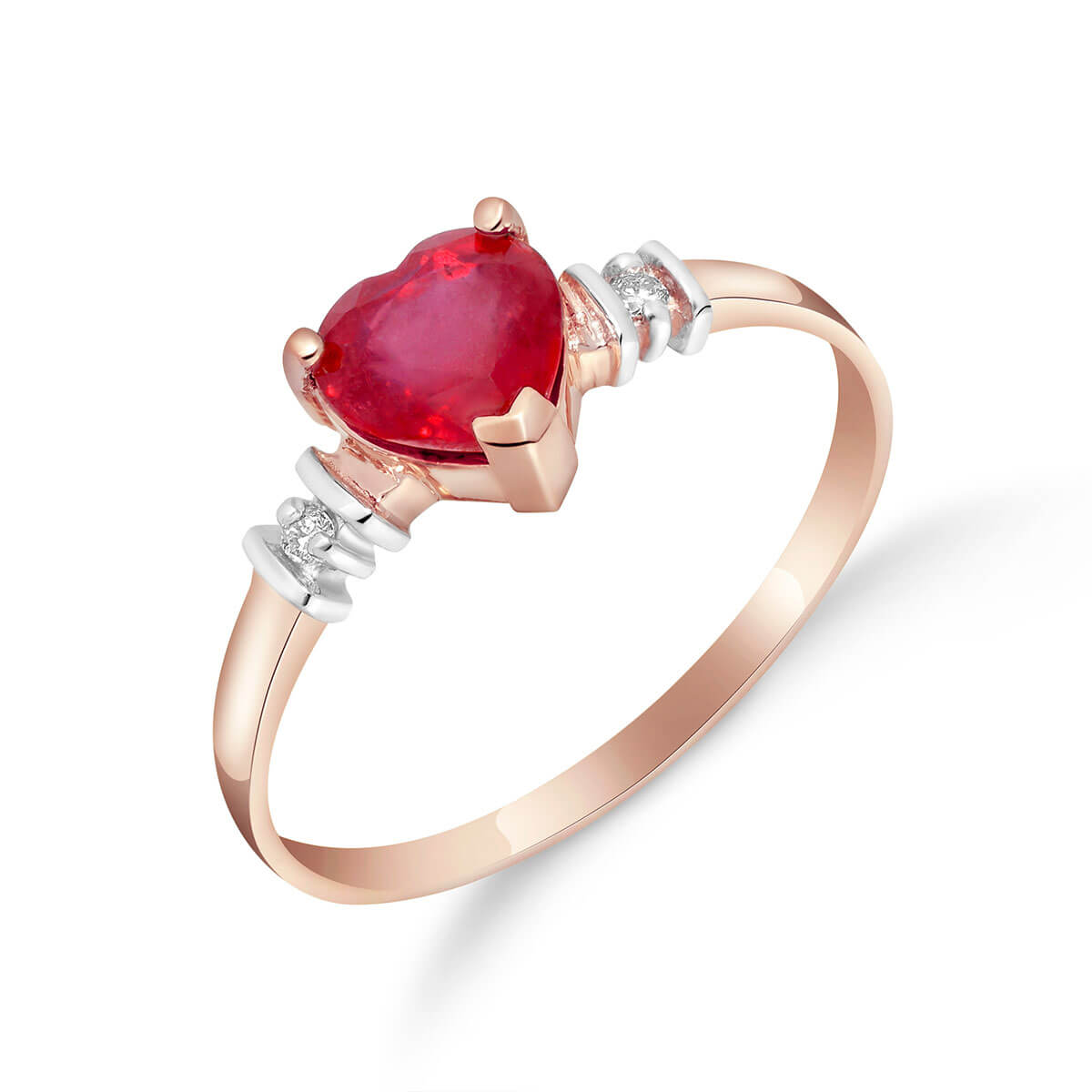Ruby & Diamond Heart Ring in 9ct Rose Gold