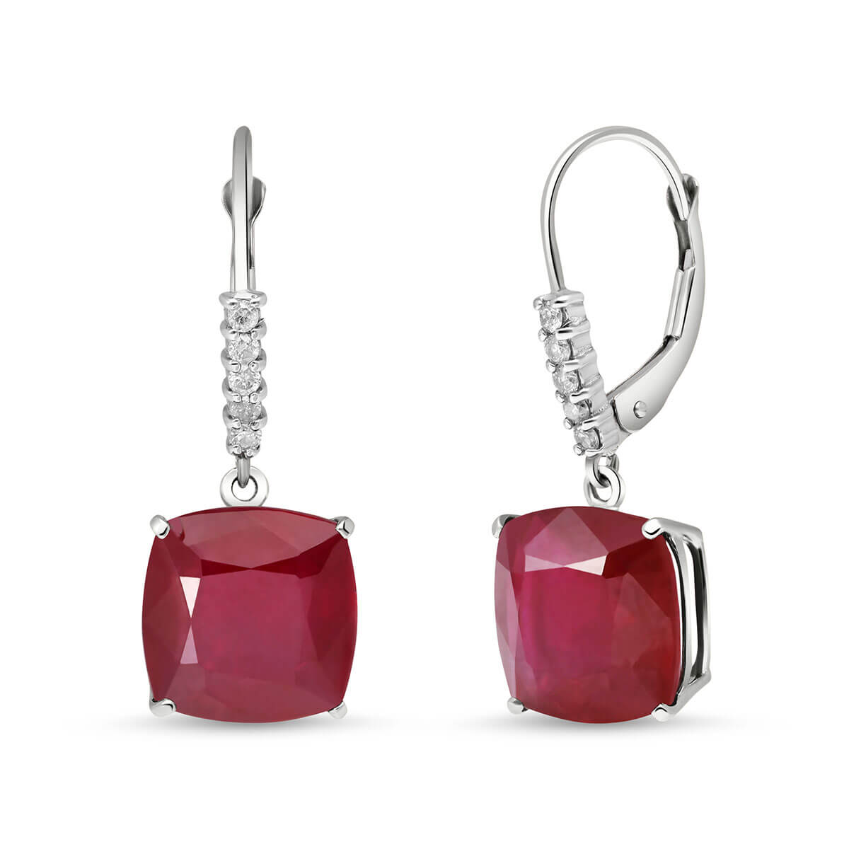 Ruby & Diamond Rococo Drop Earrings in 9ct White Gold