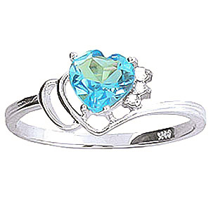 Blue Topaz & Diamond Passion Ring in 9ct White Gold