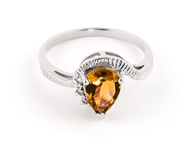Citrine & Diamond Belle Ring in 18ct White Gold