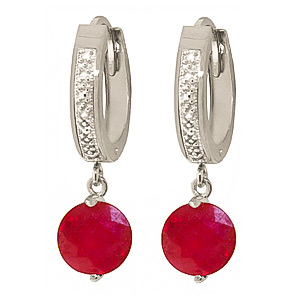 Diamond & Ruby Huggie Earrings in 9ct White Gold