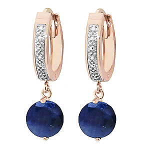 Diamond & Sapphire Huggie Earrings in 9ct Rose Gold