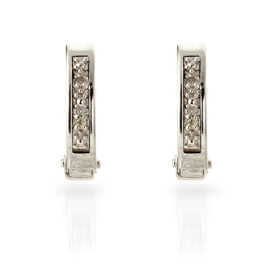 Diamond Huggie Earrings 0.02 ctw in 9ct White Gold