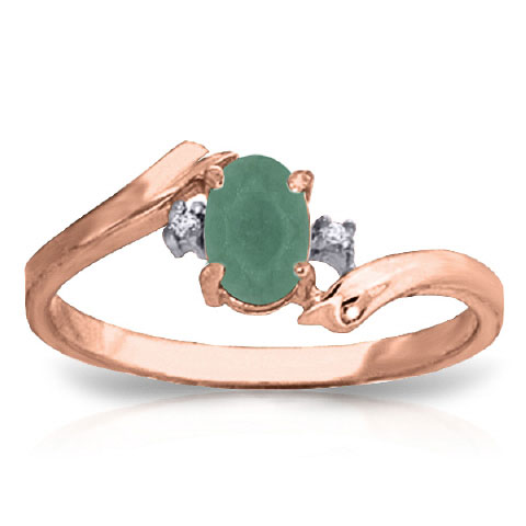 Emerald & Diamond Ring in 9ct Rose Gold