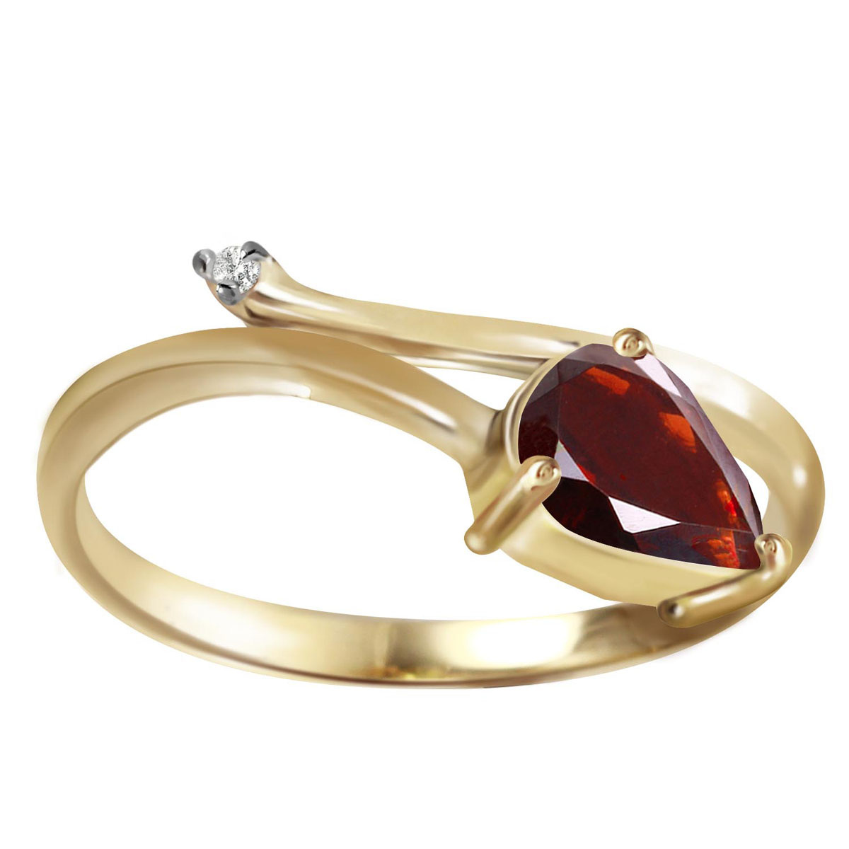 Garnet & Diamond Top & Tail Ring in 18ct Gold